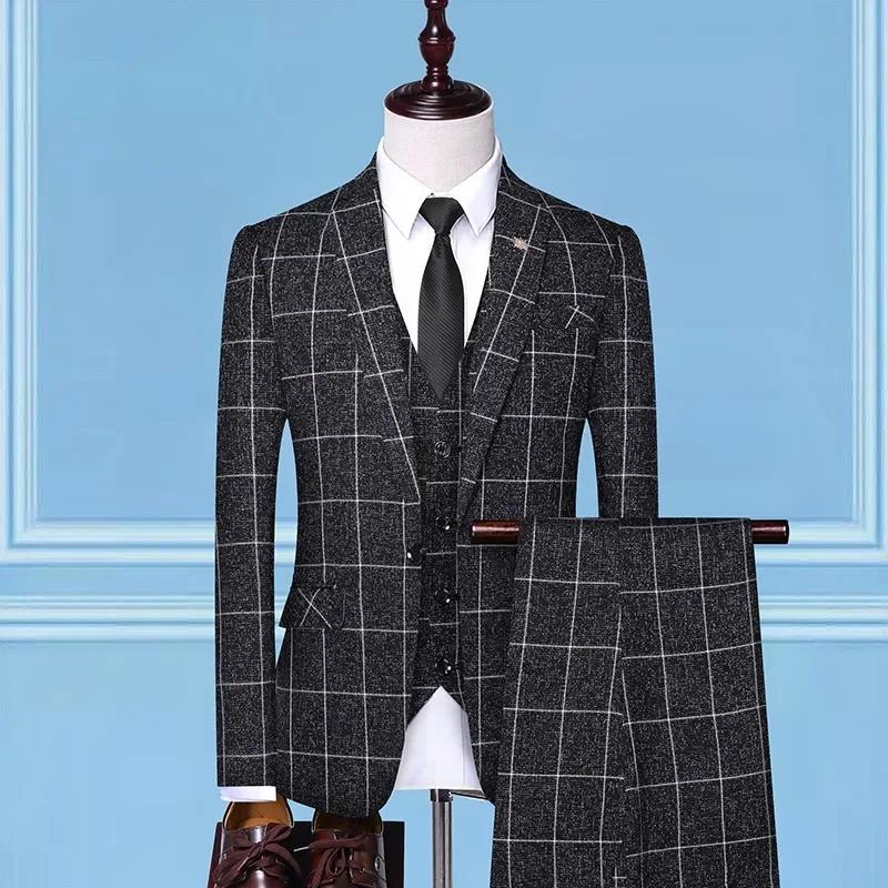 Costume (Blazer + gilet + pantalon) mode affaires décontracté Gentleman hommes Style italien élégant