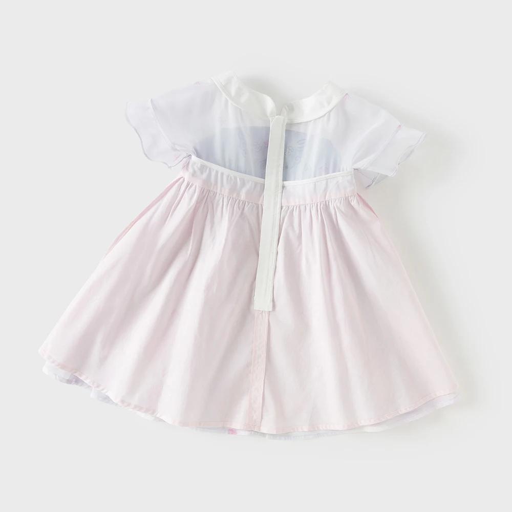 Robes d'été brodées pour enfants Dave Bella, robe en maille pour filles avec sac, style chinois, élé