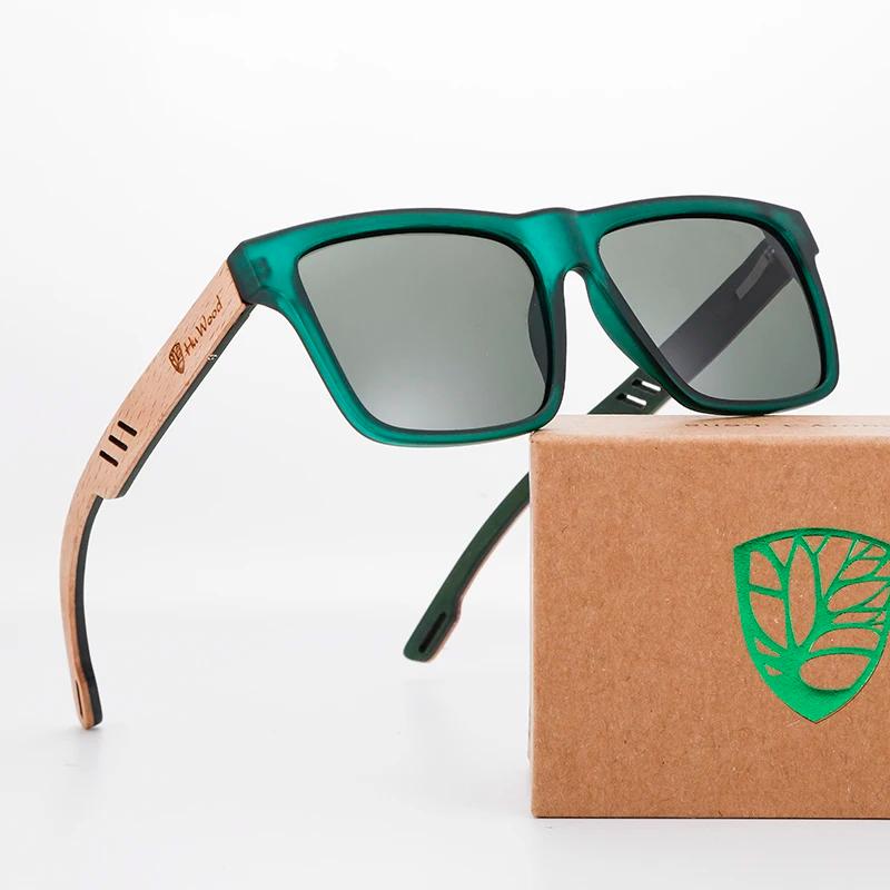 HU WOOD nouvelles lunettes de soleil carrées de haute qualité pour hommes polarisées UV400 mode lune
