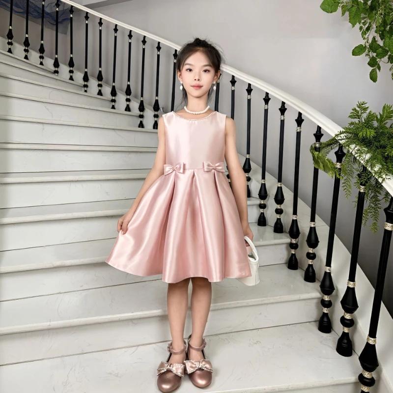 Robe de Soirée Formelle pour Filles 2026, Nouvelle Robe de Princesse en Satin Rose, Tenue Élégante p