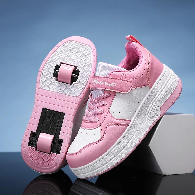 Chaussures de patins à roulettes de Sport pour enfants à deux roues en cuir ultra-léger pour enfants