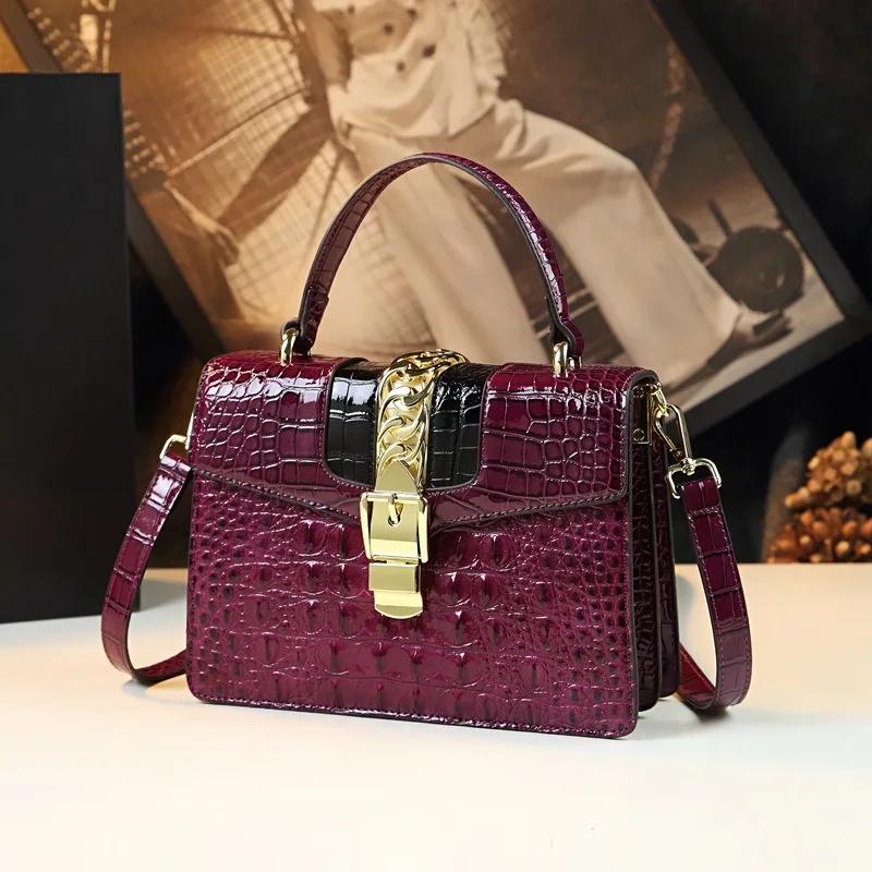 Nouveau sac à main en cuir motif crocodile pour femme 2026, sac messager, petit sac à bandoulière