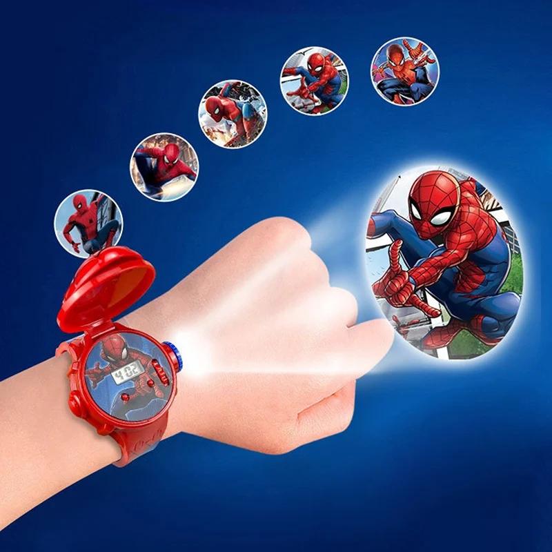 Montre de Projection Spiderman de dessin animé pour enfants, jouets Iron man capitaine, cadeau pour 