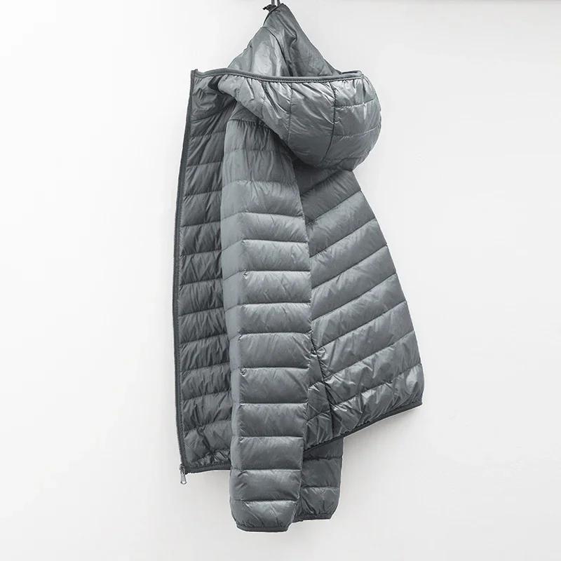 Manteau d'hiver à capuche pour hommes, doudoune en duvet de canard blanc, grande taille, ultraléger,