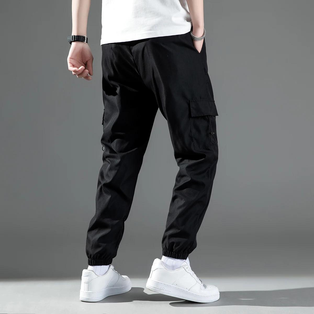 Mid Waist Stylish Drawstring Design Men Trouser Polyester Overalls Thermal for Dating Cargo Pants Po
