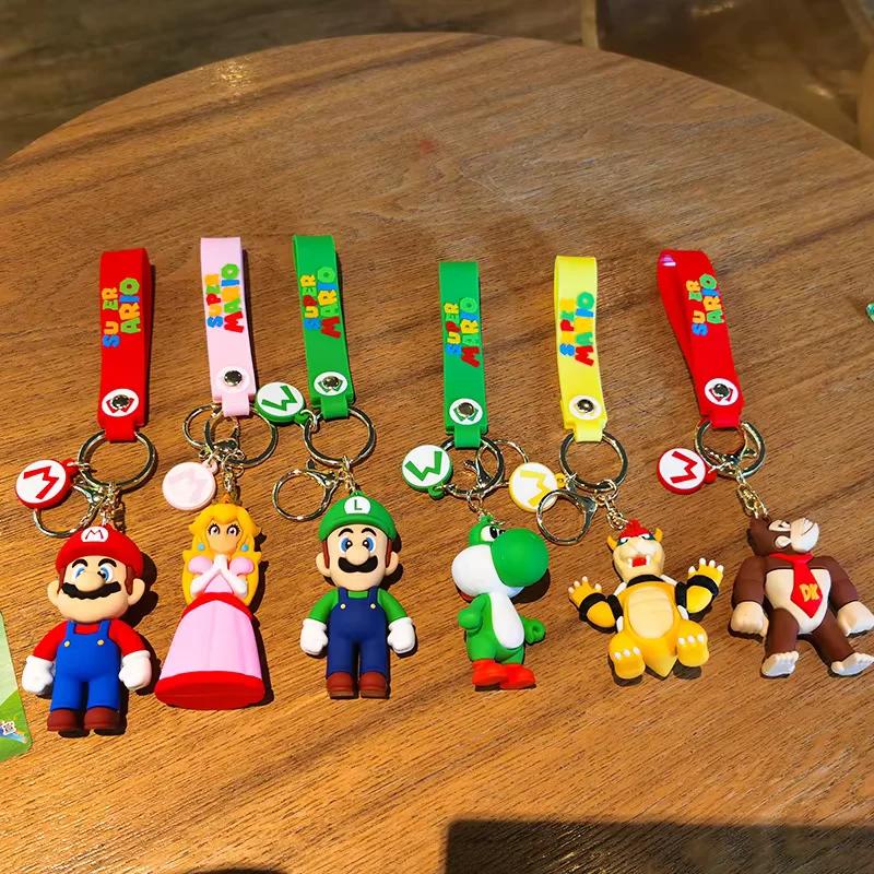 7 Styles de Porte-clés Super Mario Bros, Mario, Luigi, Toad, Yoshi, Bowser, Figurine d'Action en PVC