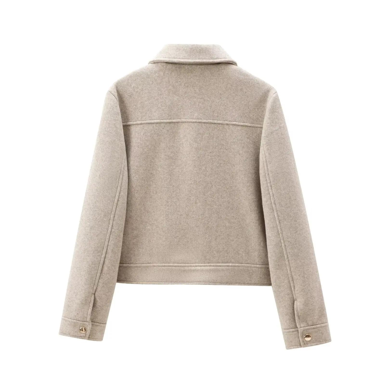 Veste à fermeture éclair pour femme, manteau d'hiver à manches longues avec poches, manteau court de