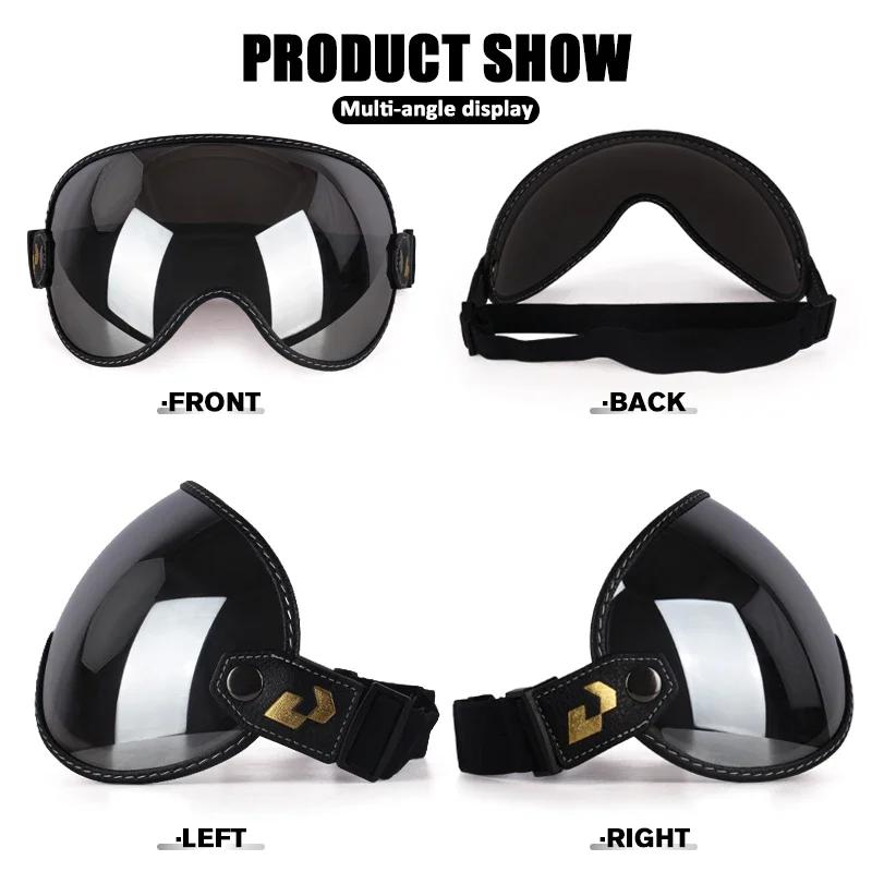 SOMAN – demi-casque de moto, rétro, visage ouvert, Vintage, bouclier à bulles, visière, lentille, lu
