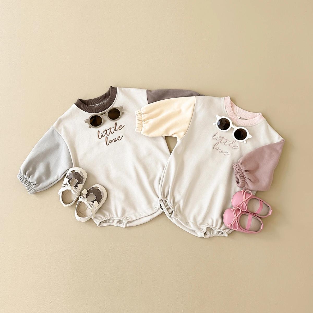 Vêtements d'automne pour bébés filles et garçons, combinaison avec lettres brodées, manches longues,