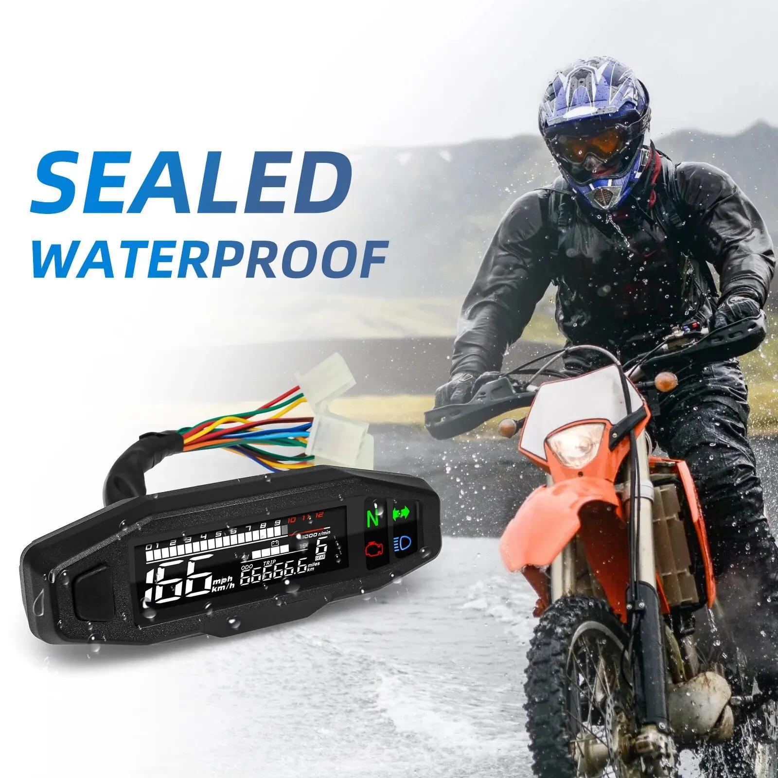 Compteur de vitesse numérique universel pour moto, tachymètre LED, panneau de comptage de carte Prad
