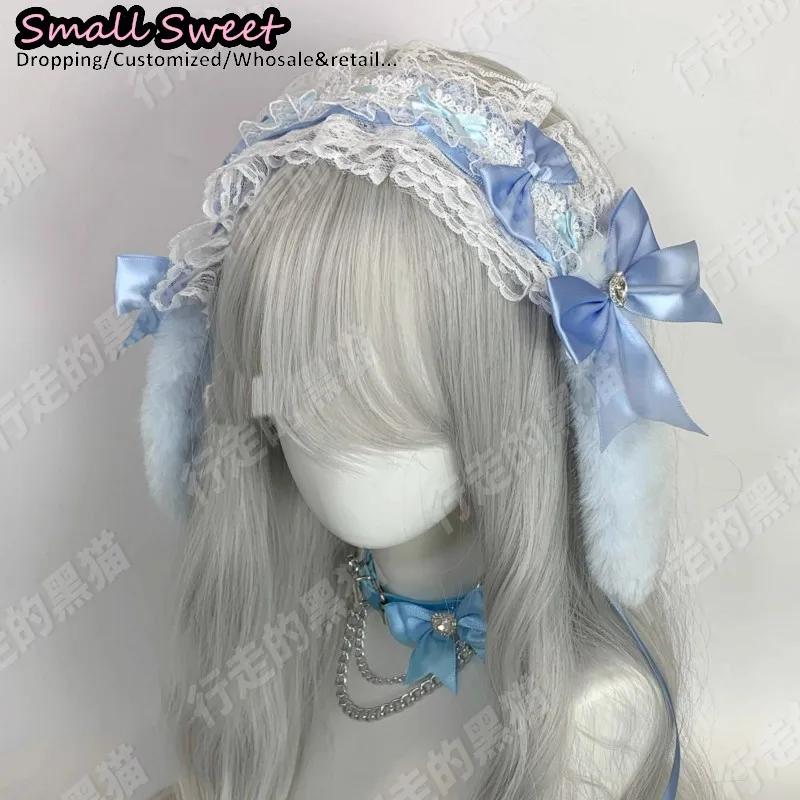 Goth lapin oreille arc bandes de cheveux Harajuku gothique Lolita Y2K fille oreilles de lapin bandea