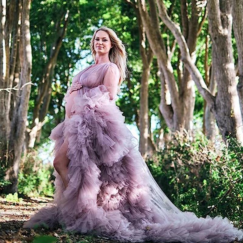Robe longue en tulle pour femme enceinte, robes de photographie, vêtements de douche de bébé, vêteme