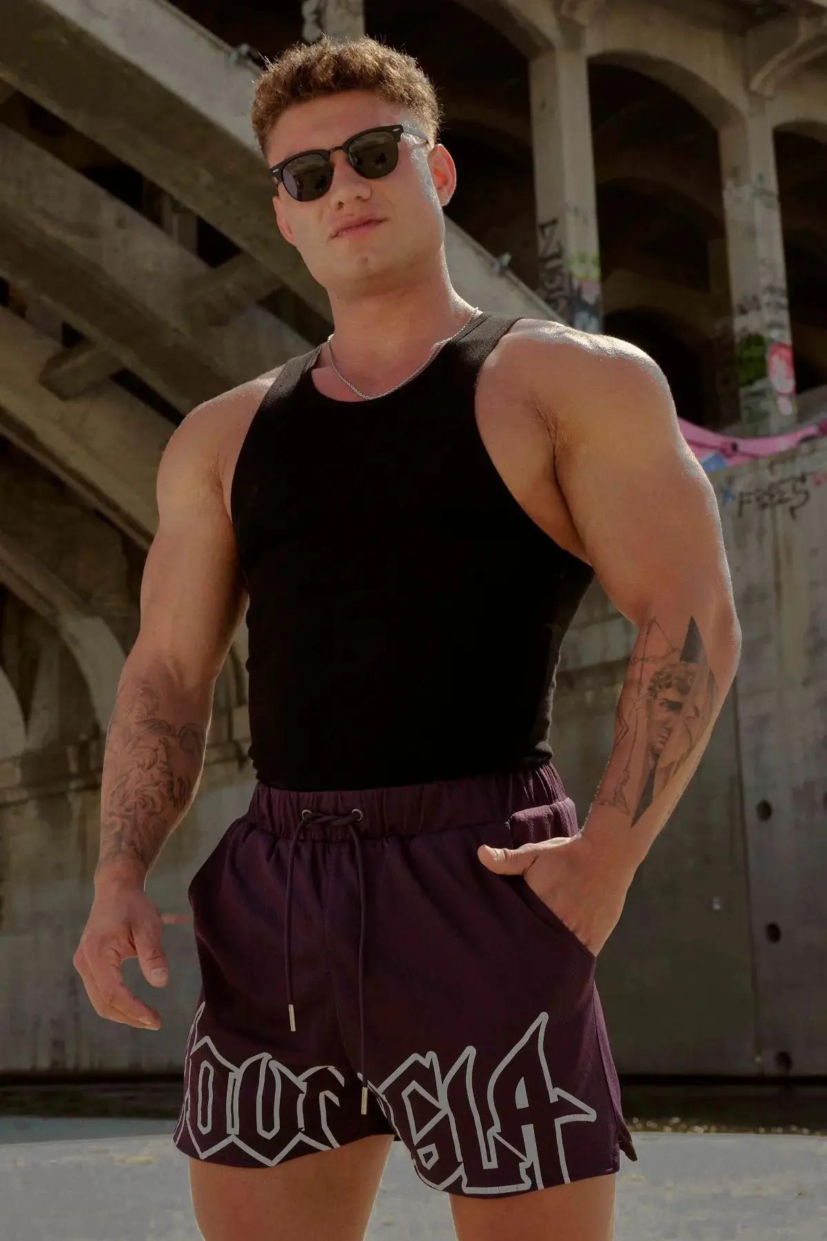 YA short de sport d'été pour hommes, musculation, Fitness, séchage rapide, respirant, décontracté, c