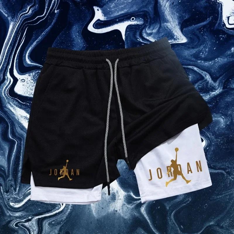 Short de sport pour hommes, vêtements de sport de saison, short moulant double couche 2 en 1, short 