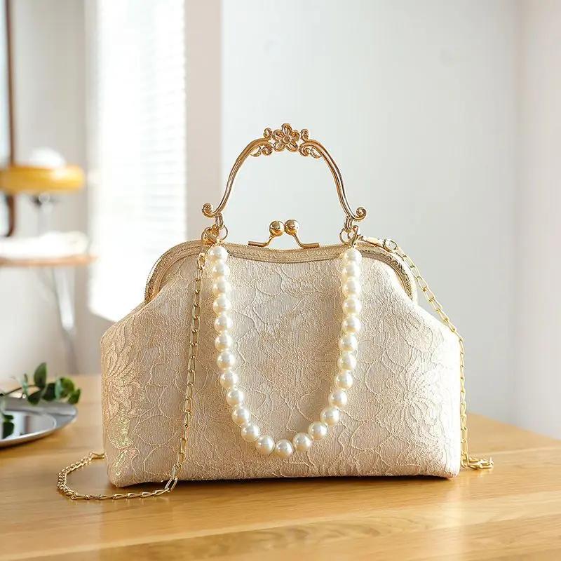 Sac à main en dentelle classique vintage pour femmes, sac à bandoulière initié, sacs à main JOWomen'