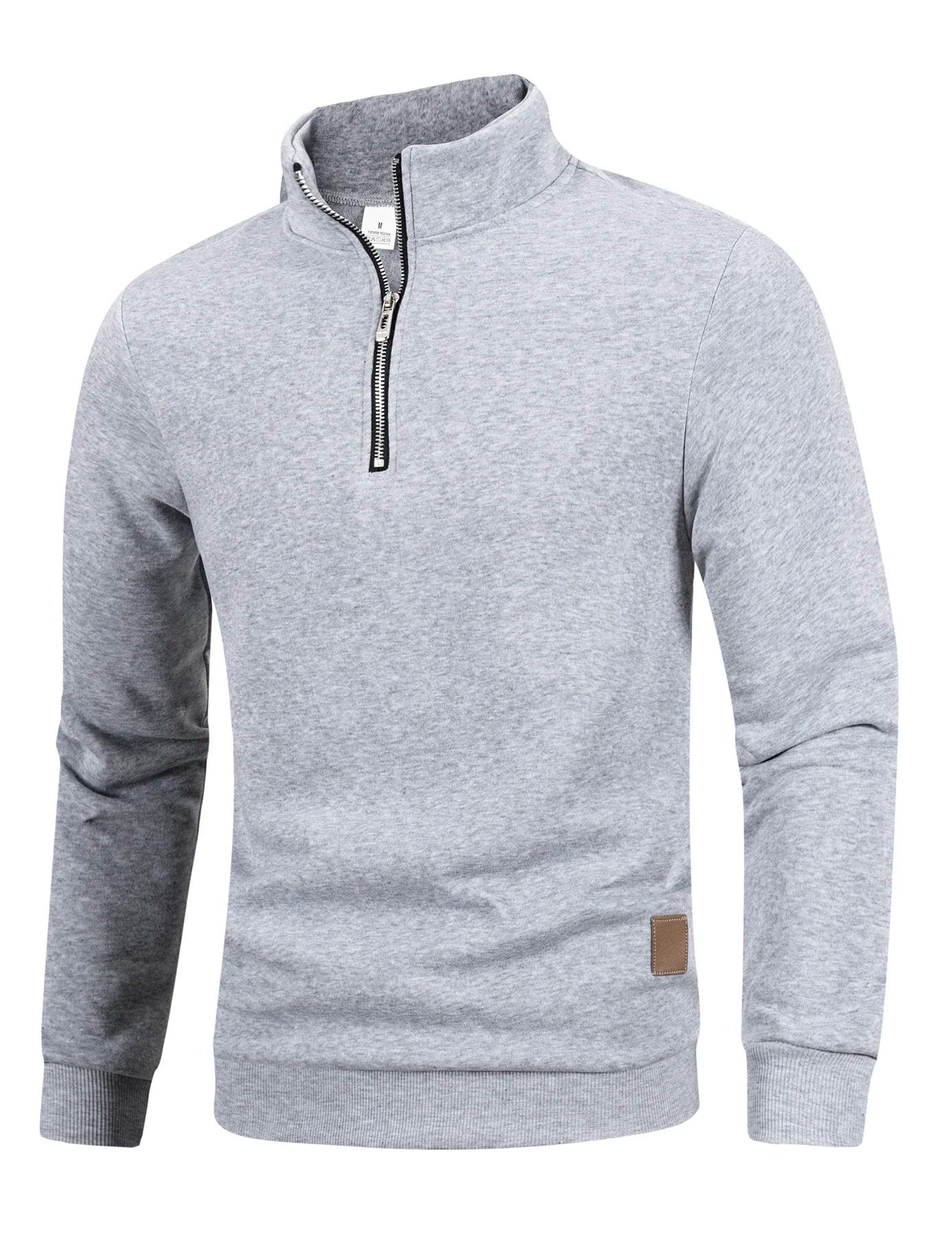 Automne hommes pull à fermeture éclair col roulé chandails chauds couleur unie à manches longues mod