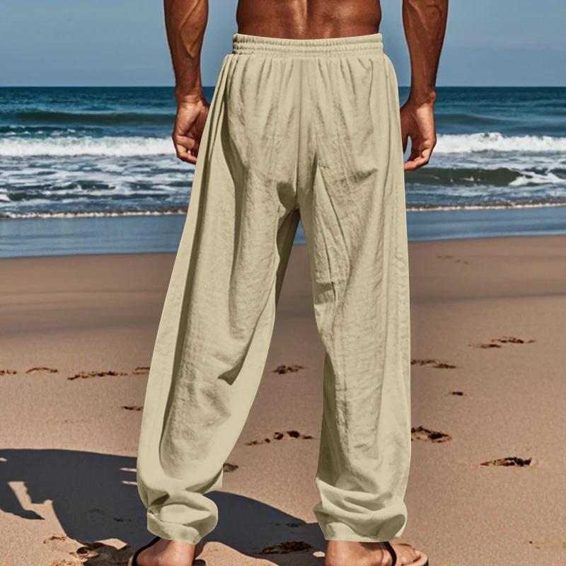 Pantalon hip-hop en coton et lin respirant pour hommes, ample et décontracté, pantalon de sport de r
