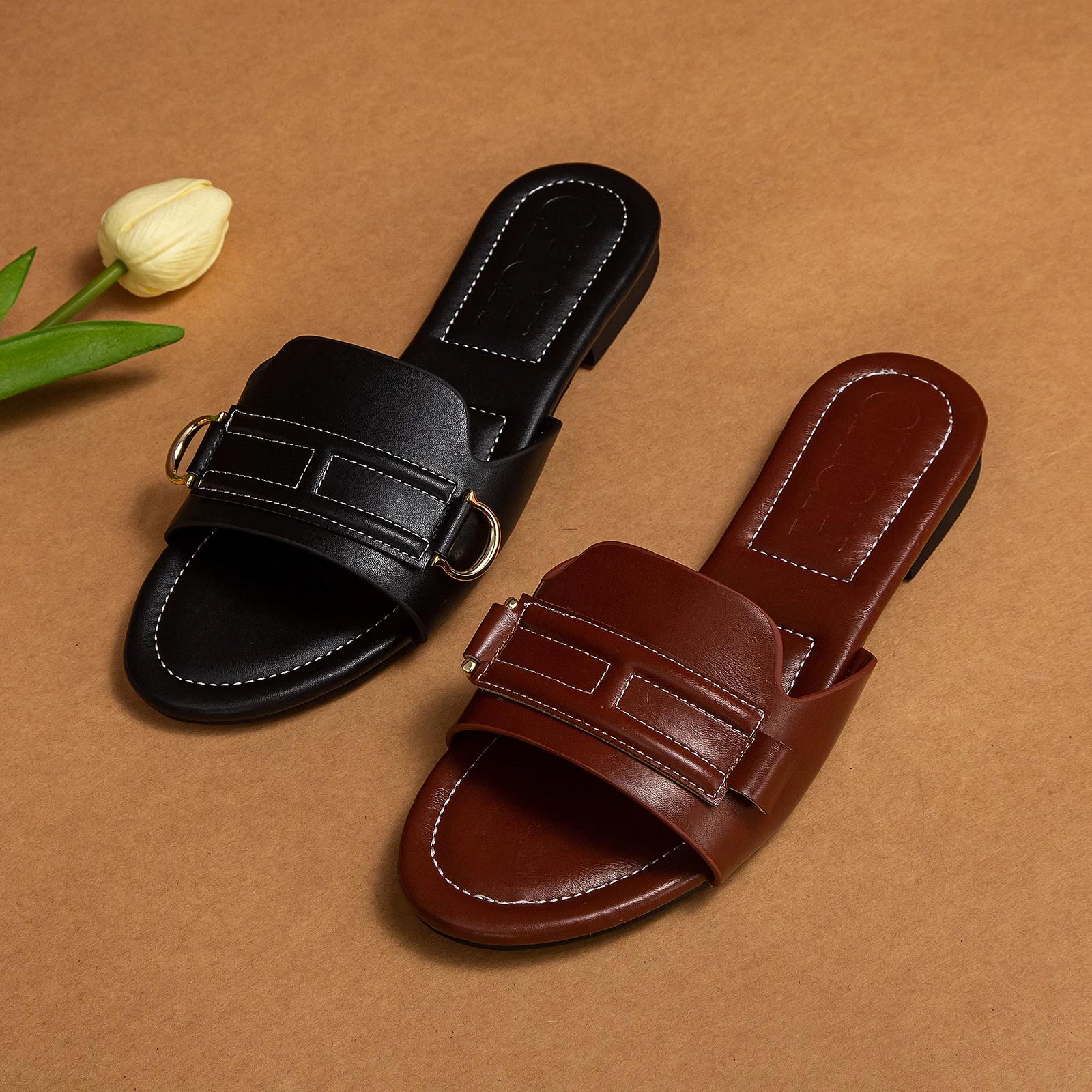 Pantoufles Astronomiques Plates en PU Solide pour Femme, Chaussures Classiques à la Mode pour les Va