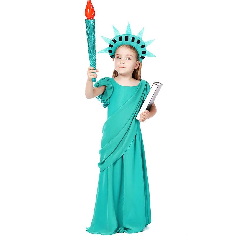 Costume de cosplay Statue de la Liberté pour enfants, tunique grecque et romaine antique pour filles