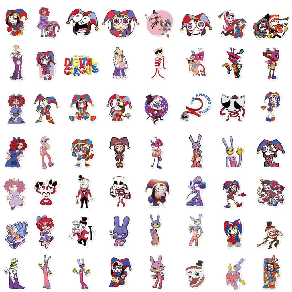 50 pièces mignon l'incroyable cirque numérique autocollants Kawaii dessin animé décalcomanies ordina