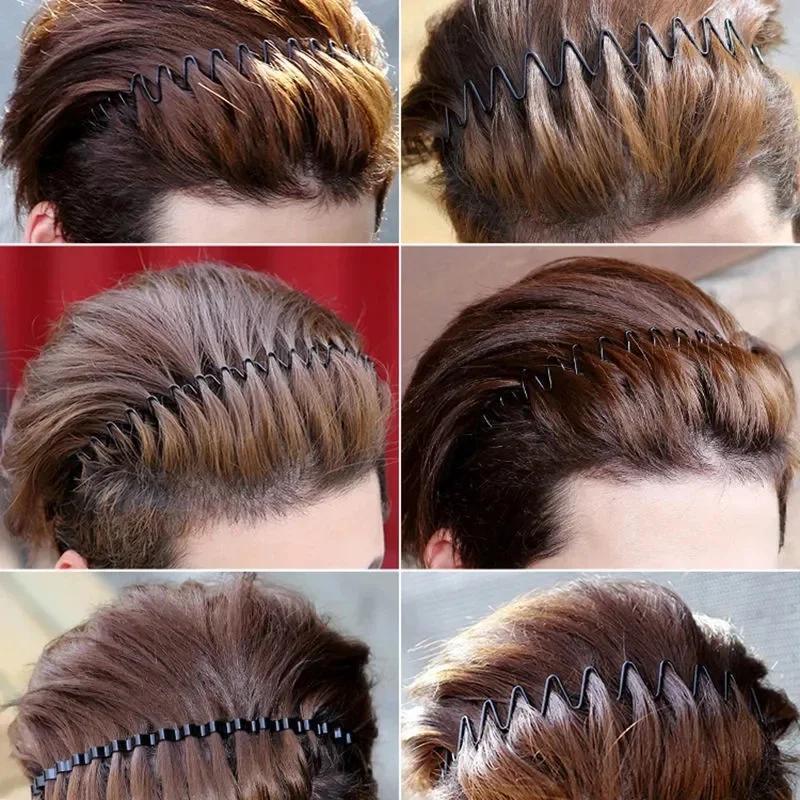 6/1 pièces mode métal bandeau pour hommes femmes unisexe noir ondulé cheveux tête cerceau sport band