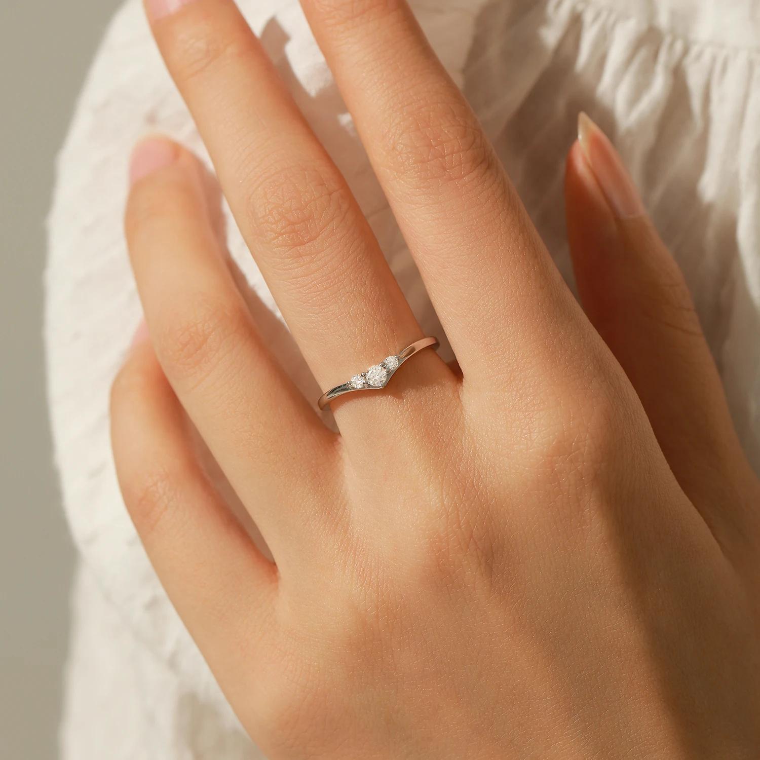 MODIAN Simple éternité Moissanite bague 925 en argent Sterling scintillant Simple mince bague de mar