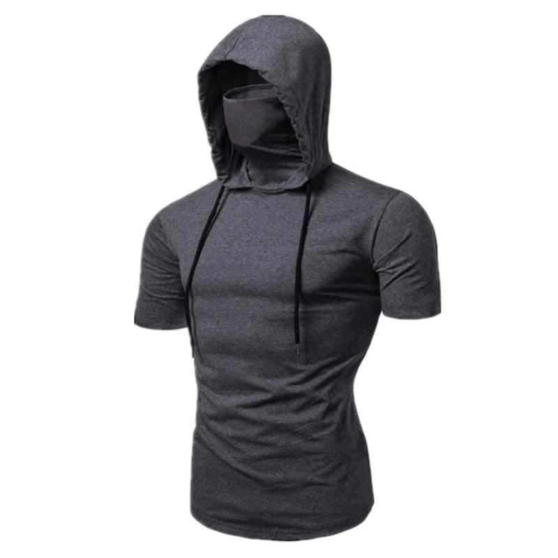 Sweat à capuche fin pour hommes, sweat-shirt à manches courtes avec masque, épissure décontractée, g