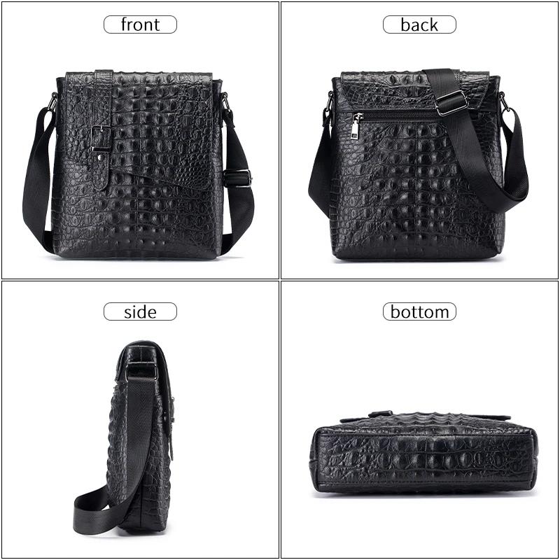 SCHLATUM-Sac à bandoulière en cuir véritable pour homme, motif crocodile, sac de poitrine Messenger,