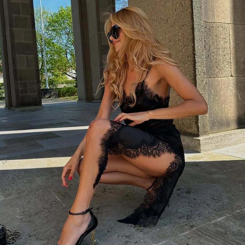 MUJER 2025 dentelle robe femme noir dos nu robes courtes pour les femmes asymétrique fête femmes rob