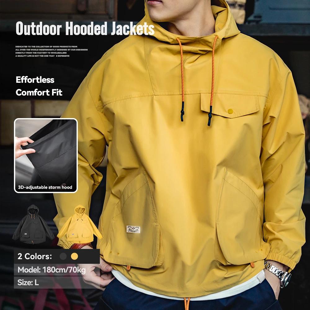 Maden décontracté en plein air multi-poches à capuche hommes vestes printemps automne coupe-vent amp