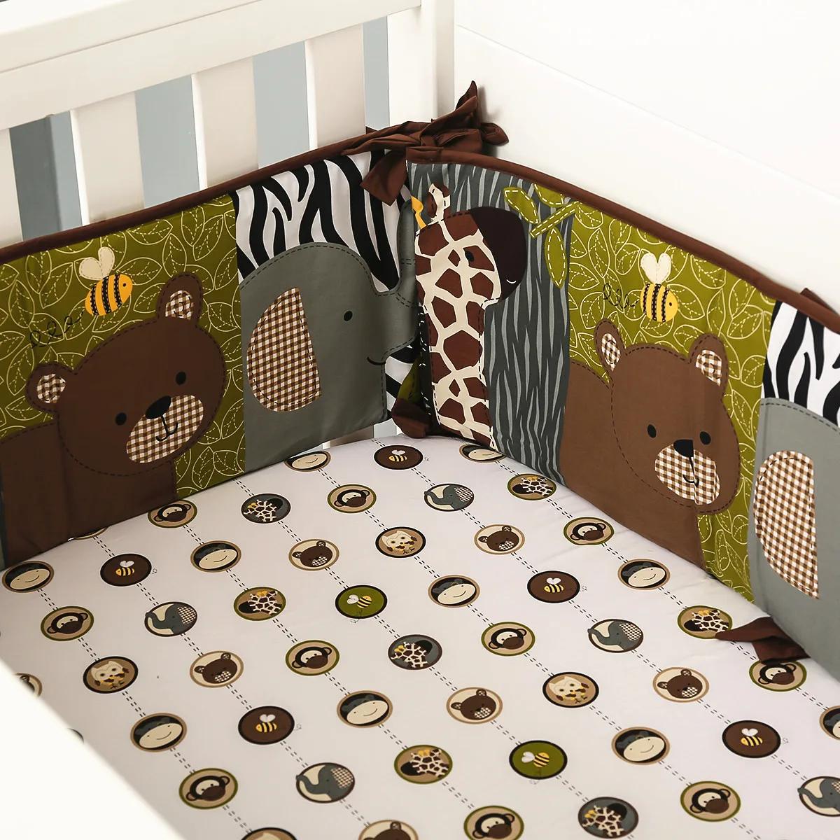 7 pièces animaux de la forêt bébé berceau ensemble de literie pépinière bébé berceau ensemble pour c
