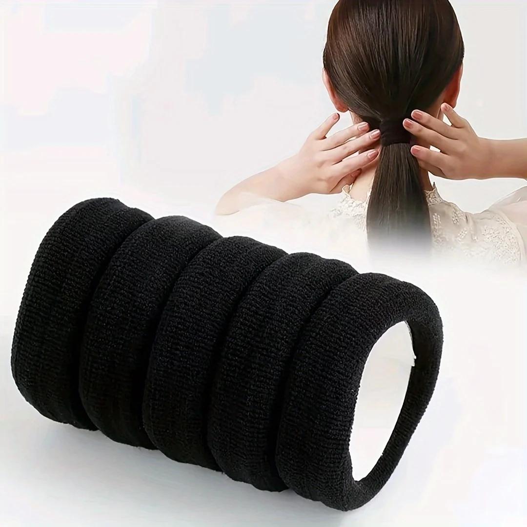 Boucles de cheveux épaisses, 5 pièces, attaches élastiques de couleur unie, porte-queue de cheval an