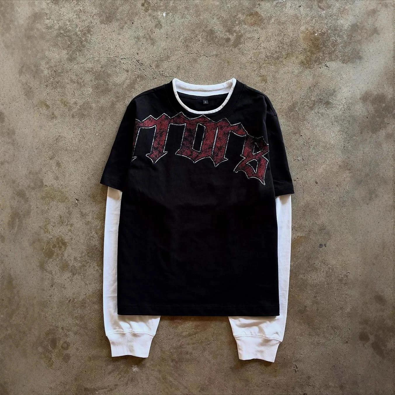 Nouveautés Automne-Hiver : Vêtements unisexes de style américain, hauts tendance rétro punk sombre, 