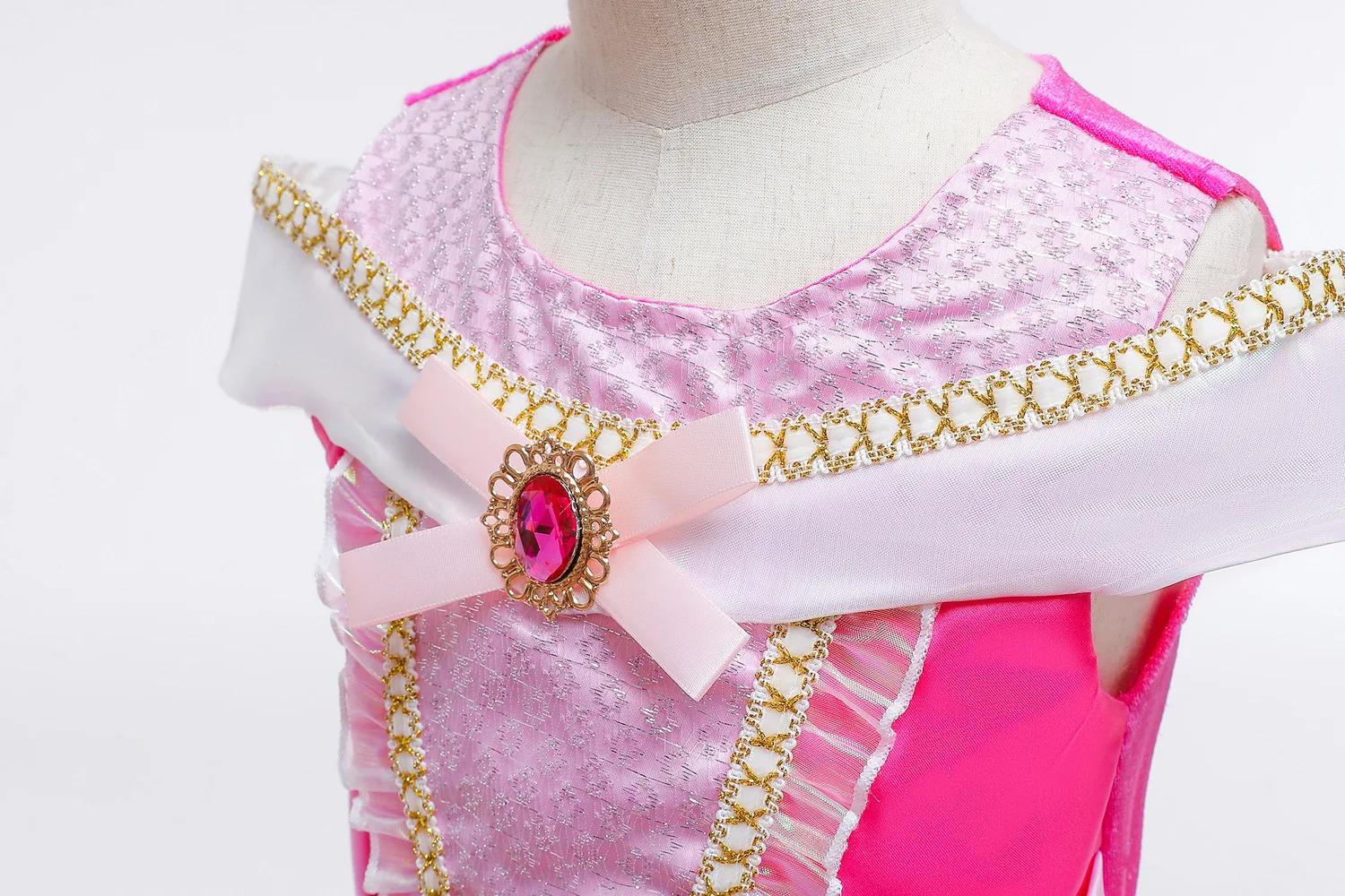 Robe de princesse rose aurore à manches courtes pour filles, été 2026, pour fête d'anniversaire, rob
