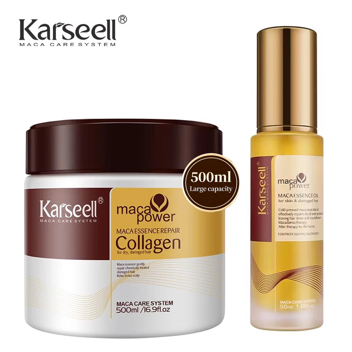 Karseell-Traitement capillaire au collagène, masque réparateur en profondeur, 500ml + sérum à l'huil
