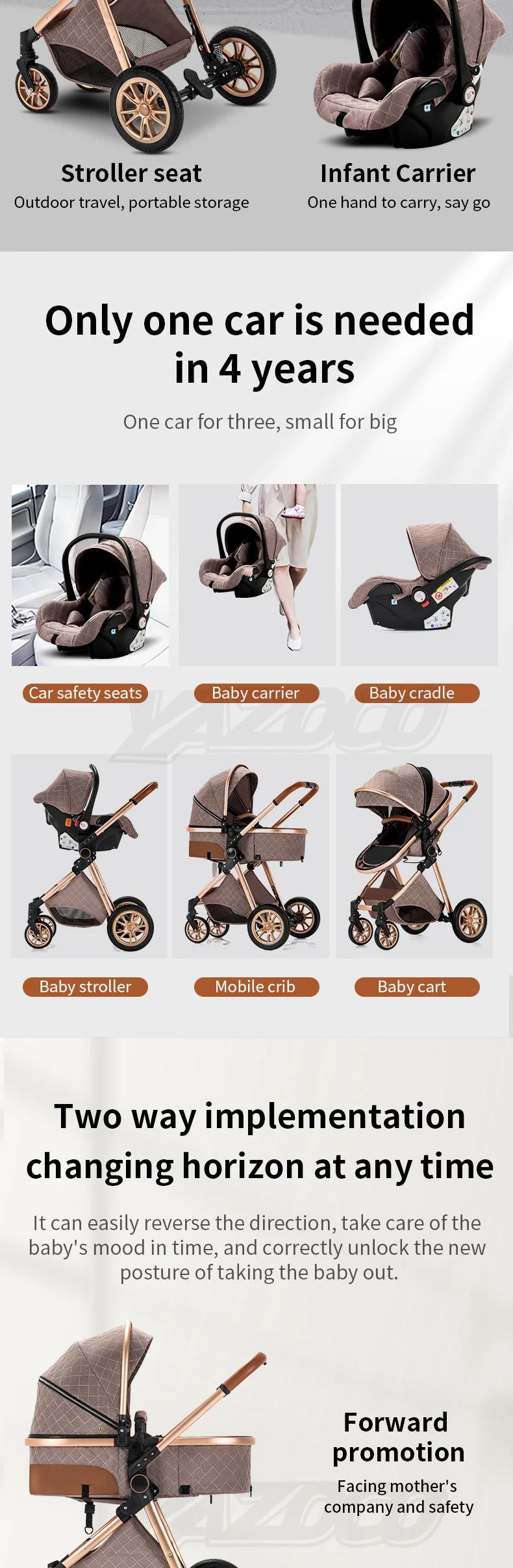Poussette bébé 3 en 1, système de voyage, landau léger pour nouveau-nés, tout-terrain, compacte et p