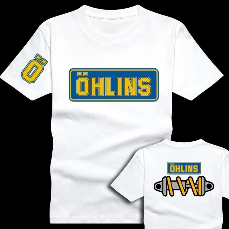 T-shirt à manches courtes pour hommes, Ohlins Shock Suspension, voiture, moto, sport, course, été, d