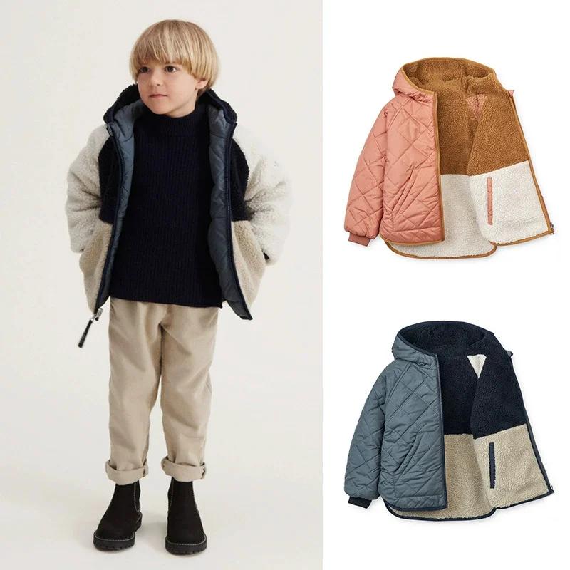 Veste décontractée en coton pour bébé, col vert Double face, nouvelle veste chaude en coton pour enf
