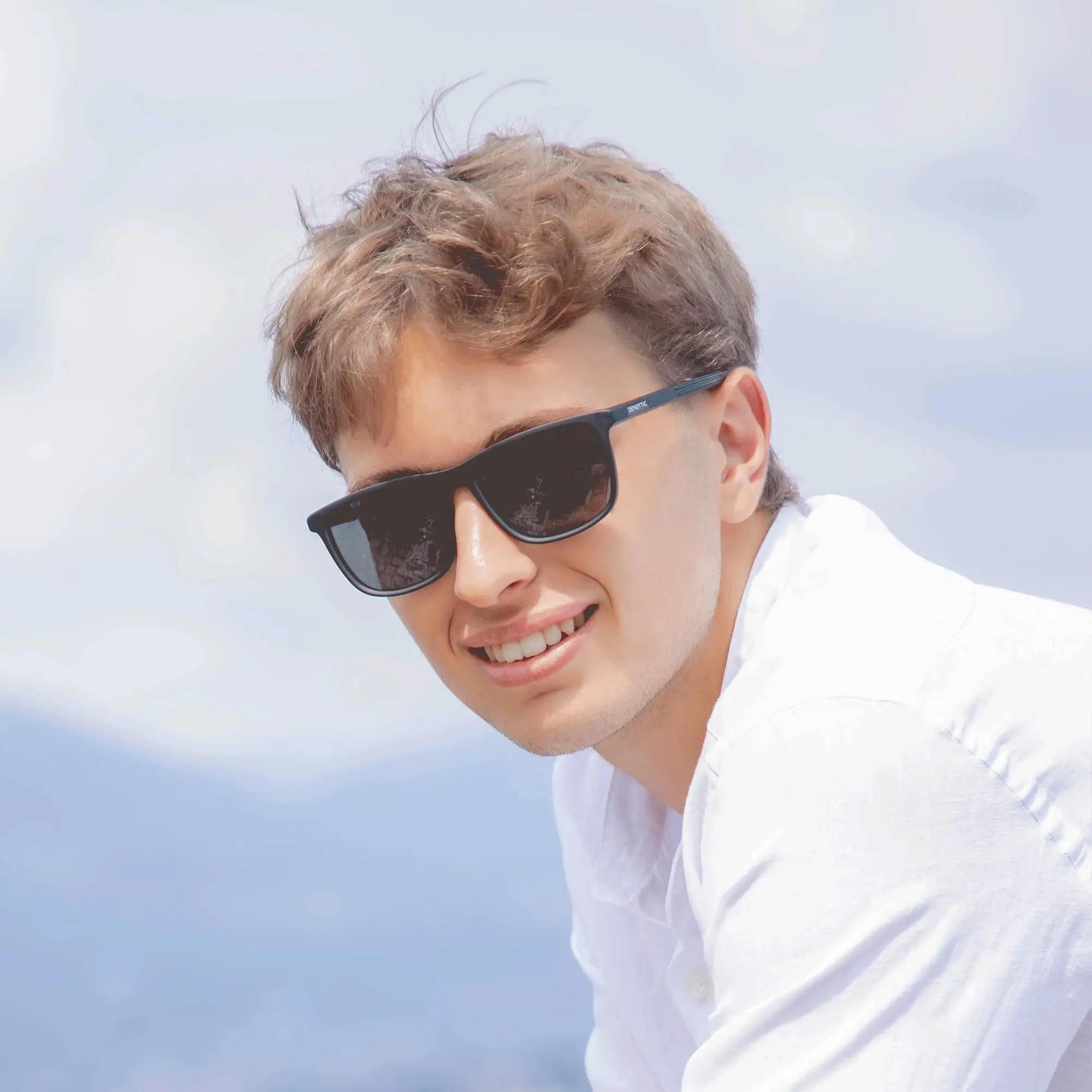 ZENOTTIC Lunettes de soleil polarisées carrées pour hommes – Cadre léger TR90 avec blocage UV pour l