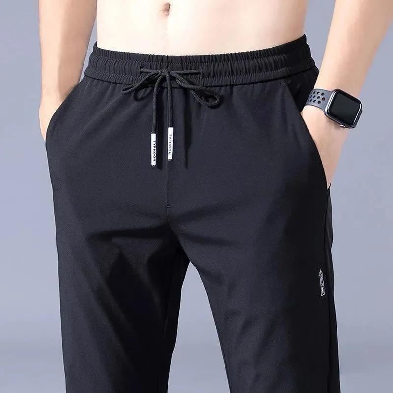 Pantalons pour hommes 2025 été nouveau noir gris mince affaires pantalons décontractés en plein air 