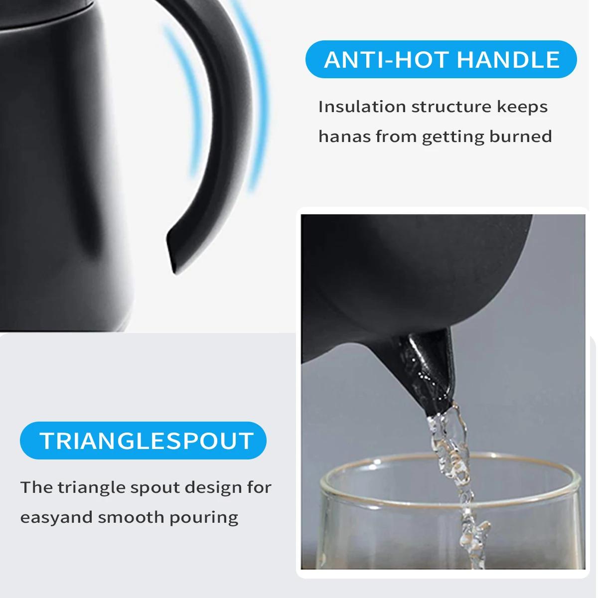 Carafe à café thermique théière-acier inoxydable 304 Double paroi isolée sous vide, poignée Cool Tou