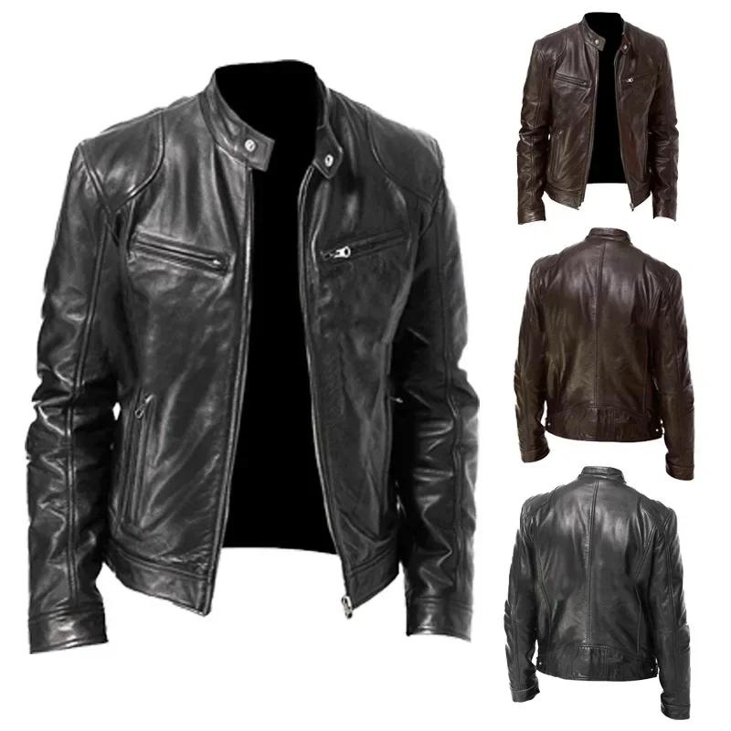2025 hiver nouvelle mode PU cuir hommes veste décontractée moto veste en cuir hommes veste en cuir