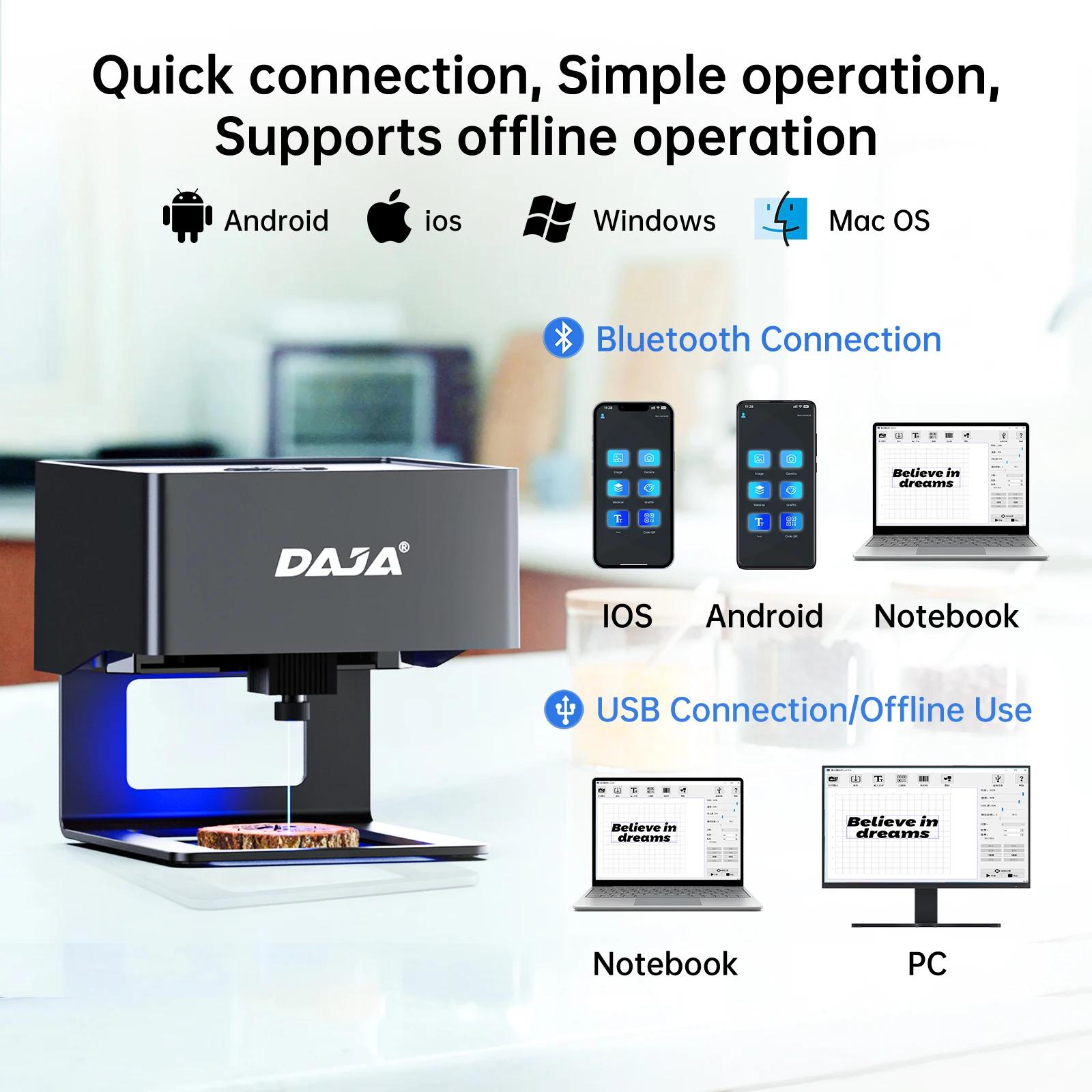 DAAlbanDJ6 Mini graveur laser portable Bluetooth, machine de gravure de coupe bricolage, gravure de 