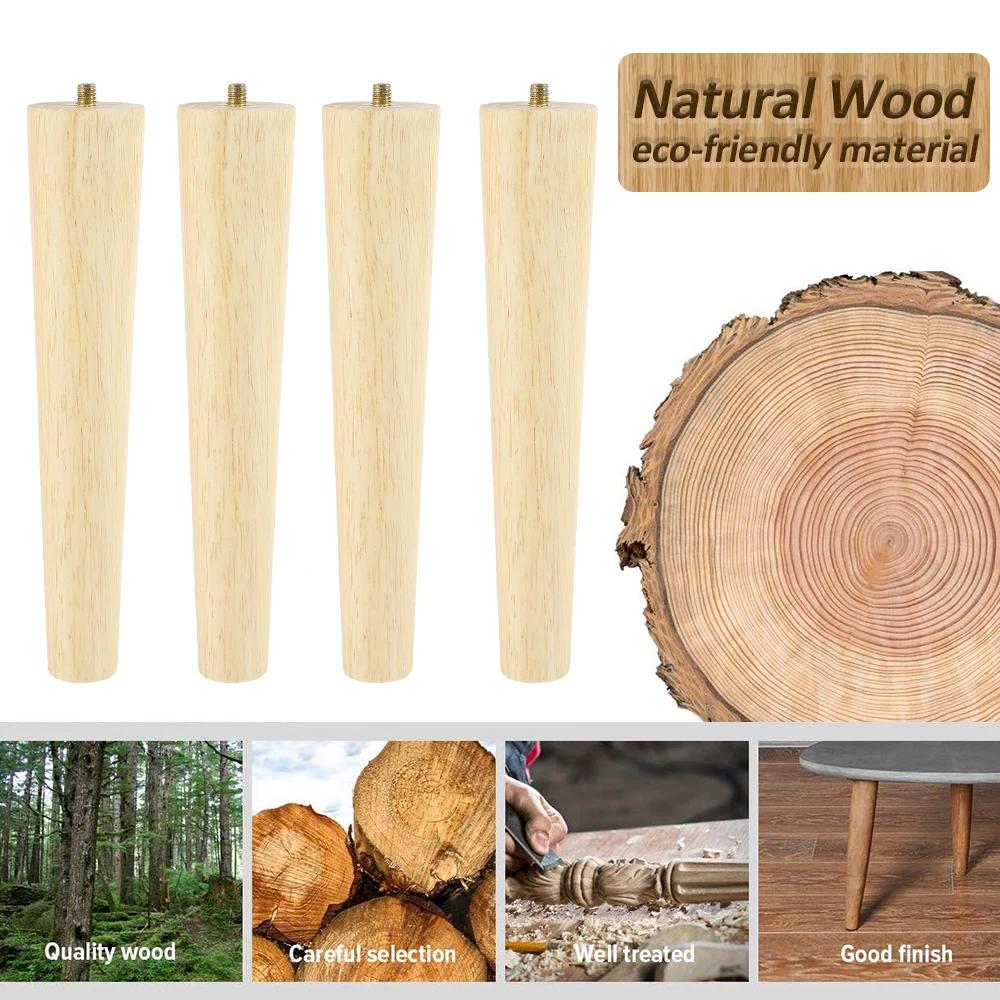 4 pièces pieds de meubles pieds de meubles solides en bois naturel pieds de Table obliques/droits me