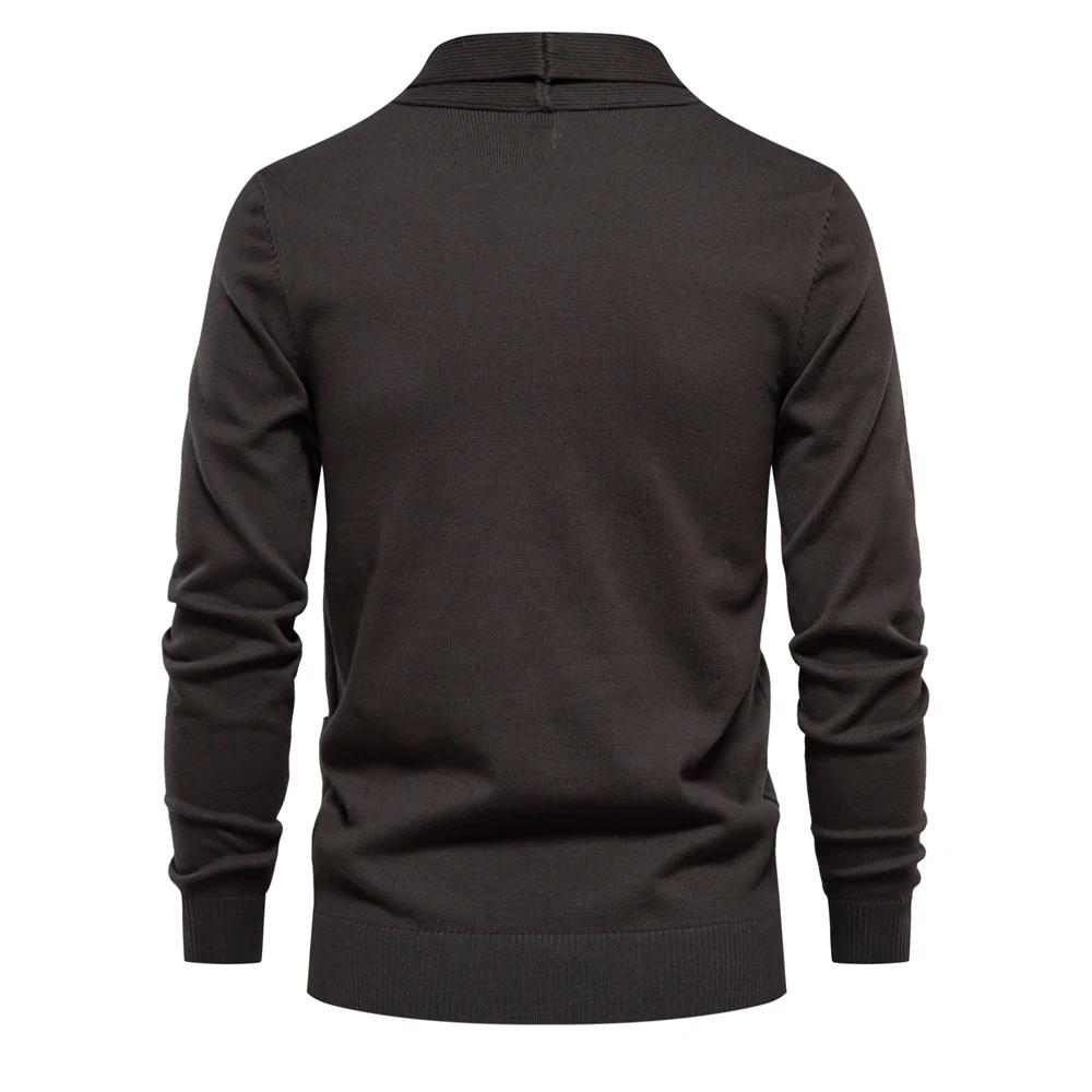 Cardigan en coton pour hommes, pull de qualité, à la mode, col rabattu, tricoté, nouvelle collection