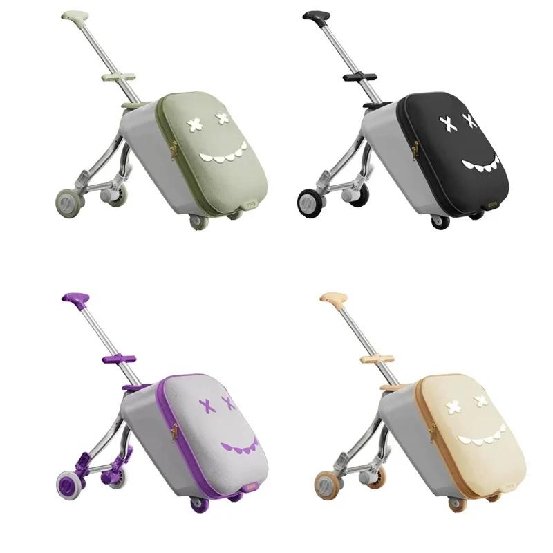 Valise à roulettes de voyage pour enfants montable sur avion avec roulettes, bagages, promenade et m