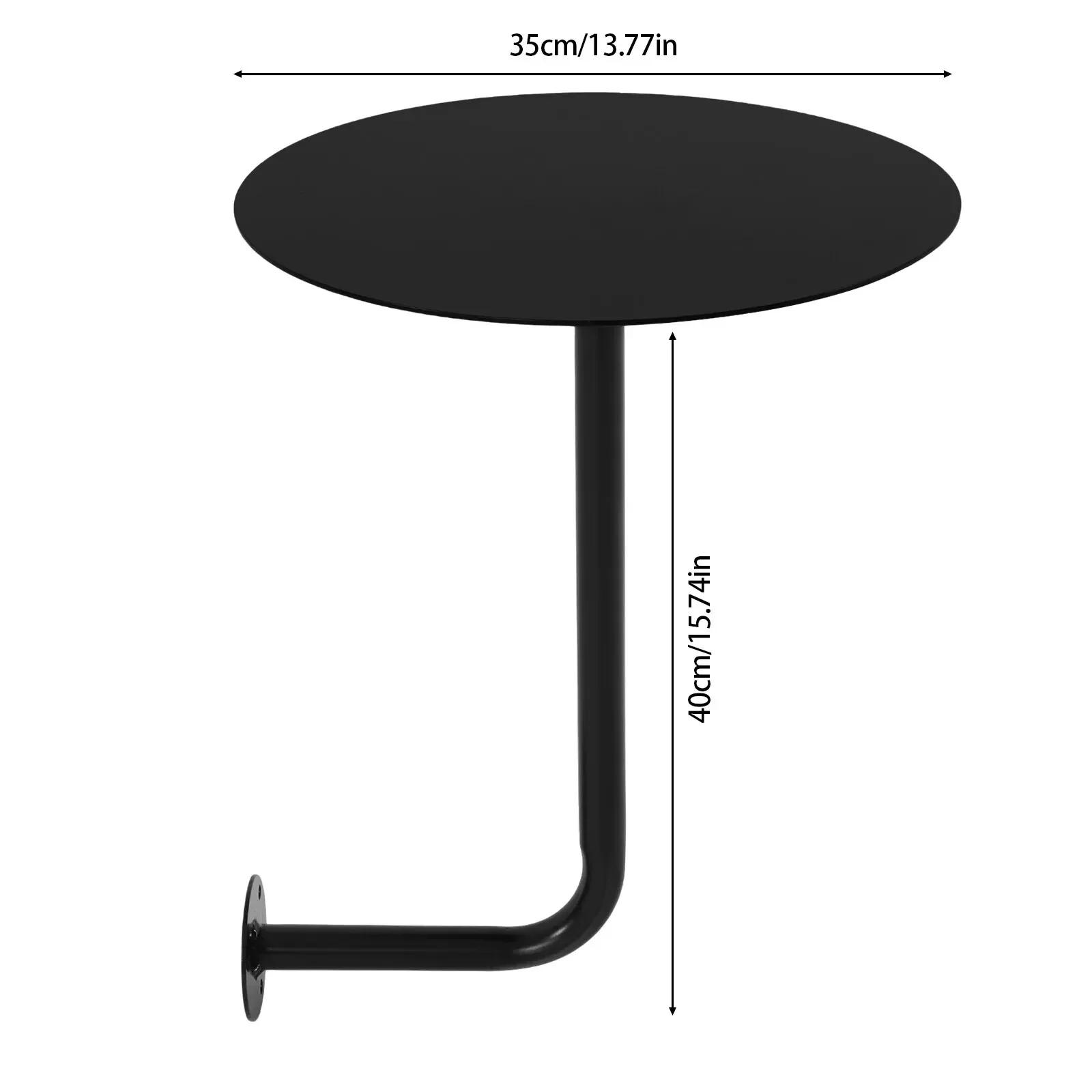 Table de bar ronde noire en forme de L fixée au mur, table peu encombrante, idéale pour l'utilisatio