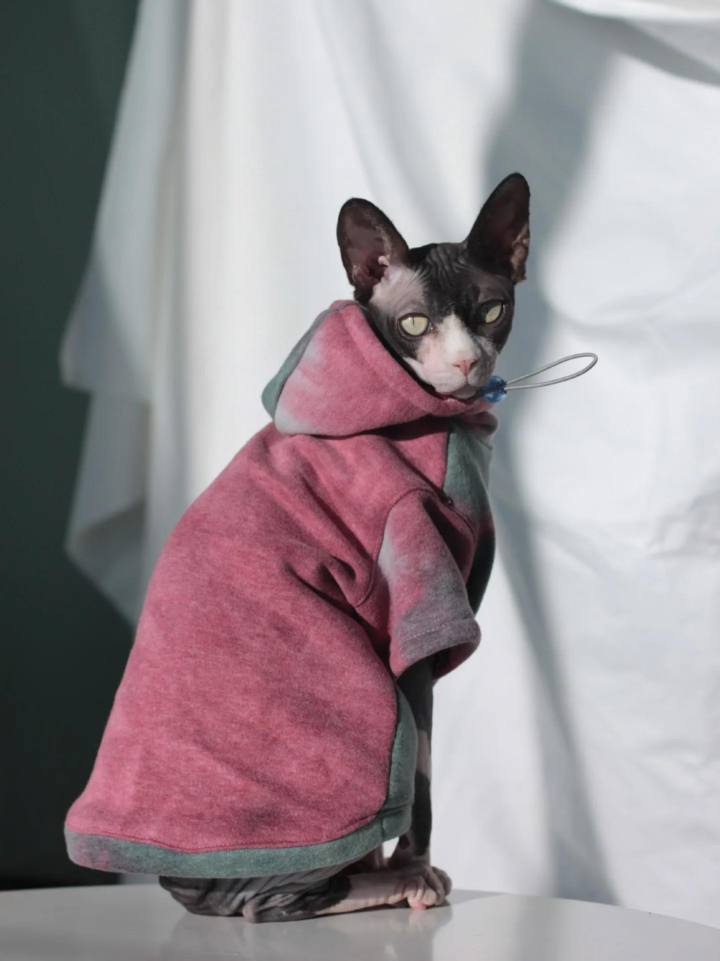 DUOMASUMI Sphynx vêtements pour chat sans poils Devon Rex vêtements automne hiver doublé polaire cha