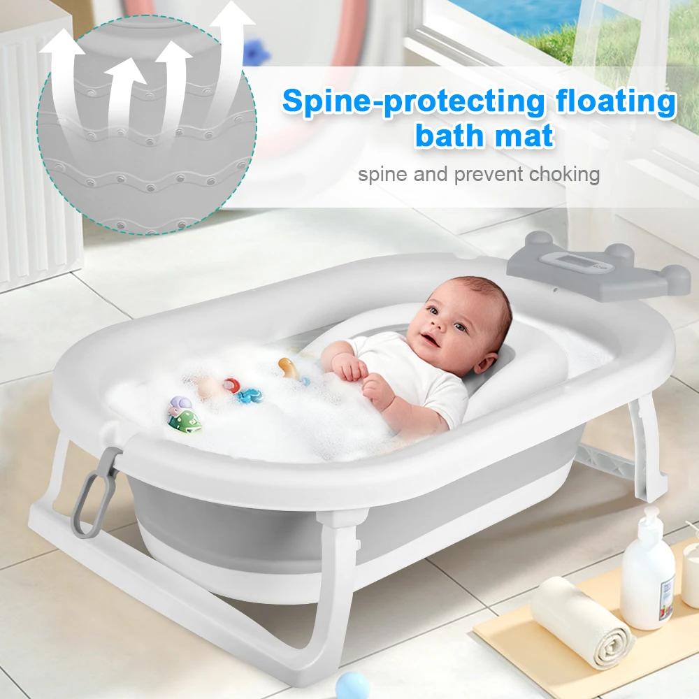 Baignoire Pliable Convient Aux Bébés de 0 à 36 Mois, Ergonomique et Peu Encombrante, avec Thermomètr