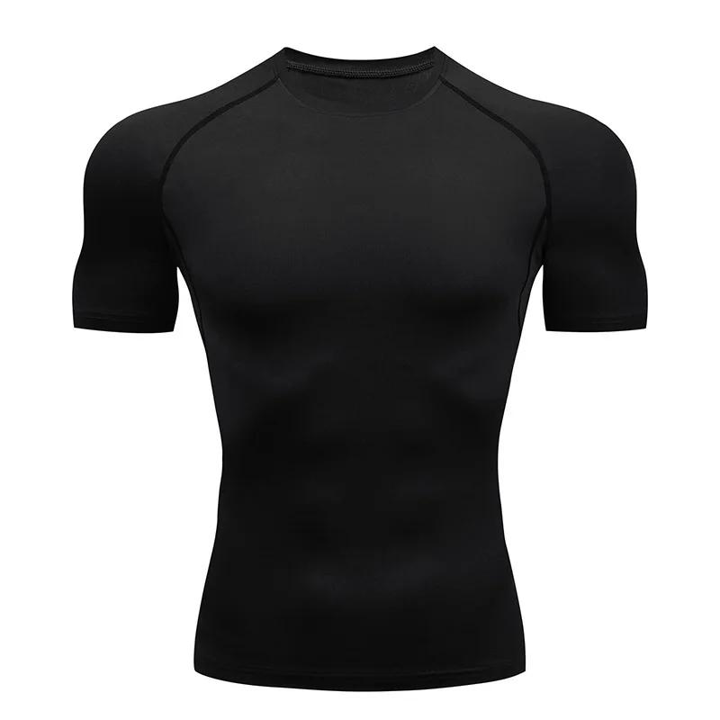 T-shirt à manches courtes de Compression pour hommes, Fitness, course à pied, basket-ball, vêtements